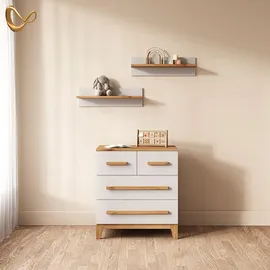 livinity® Kinderregal Mailo 70 x 20 cm Eiche weiß