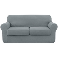 Sofahusse 2/3 Sitzer Spandex Stretch Sofabezug mit separaten Sofakissenbezügen, SUBRTEX, mit leichtem Struktur-Effekt grau