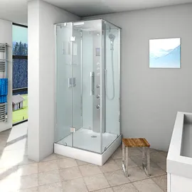 AcquaVapore D38-20L1-EC Komplettdusche 100 x 100 cm rechts Weiß Sicherheitsglas D38-20L1-EC
