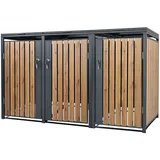 ML-Design Mülltonnenbox 3Er 3 Tonnen 240L 200x80x116,3cm Anthrazit-Eichenoptik