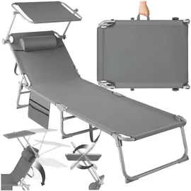 Tectake tectake® Sonnenliege, Grau, Kunststoff, 68x111x161 cm, Gartenmöbel, Gartenliegen