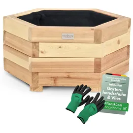 holz4home Pflanzkübel 6-eckig S 40 x 40 x 40 cm Braun