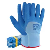 Trevendo Arbeitshandschuhe - Gripex - blaue Montagehandschuhe - Latex-Beschichtung - optimaler Grip für präzises Arbeiten - Gartenhandschuh - Damen & Herren, 12 Paar, Größe 9