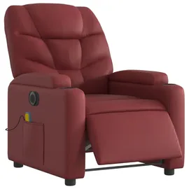 vidaXL Massagesessel Elektrisch Kunstleder 89 x 100 x 0 cm Weinrot mit Vibrationsmassage