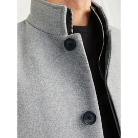 JACK & JONES "JJEHARRISON WOOL JACKET SN", Herren, Gr. XS, grau (light grau melange), Web, Obermaterial: 55% Polyester, 40% Wolle, 5% sonstige Fasern, meliert, normal Po-bedeckend, Rippbündchen mit Gummizug, Jacken, Materialmix, regular fit