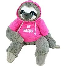 BEMIRO Faultier mit Pullover Plüschtier pink Be Happy" - ca. 60 cm - rosa