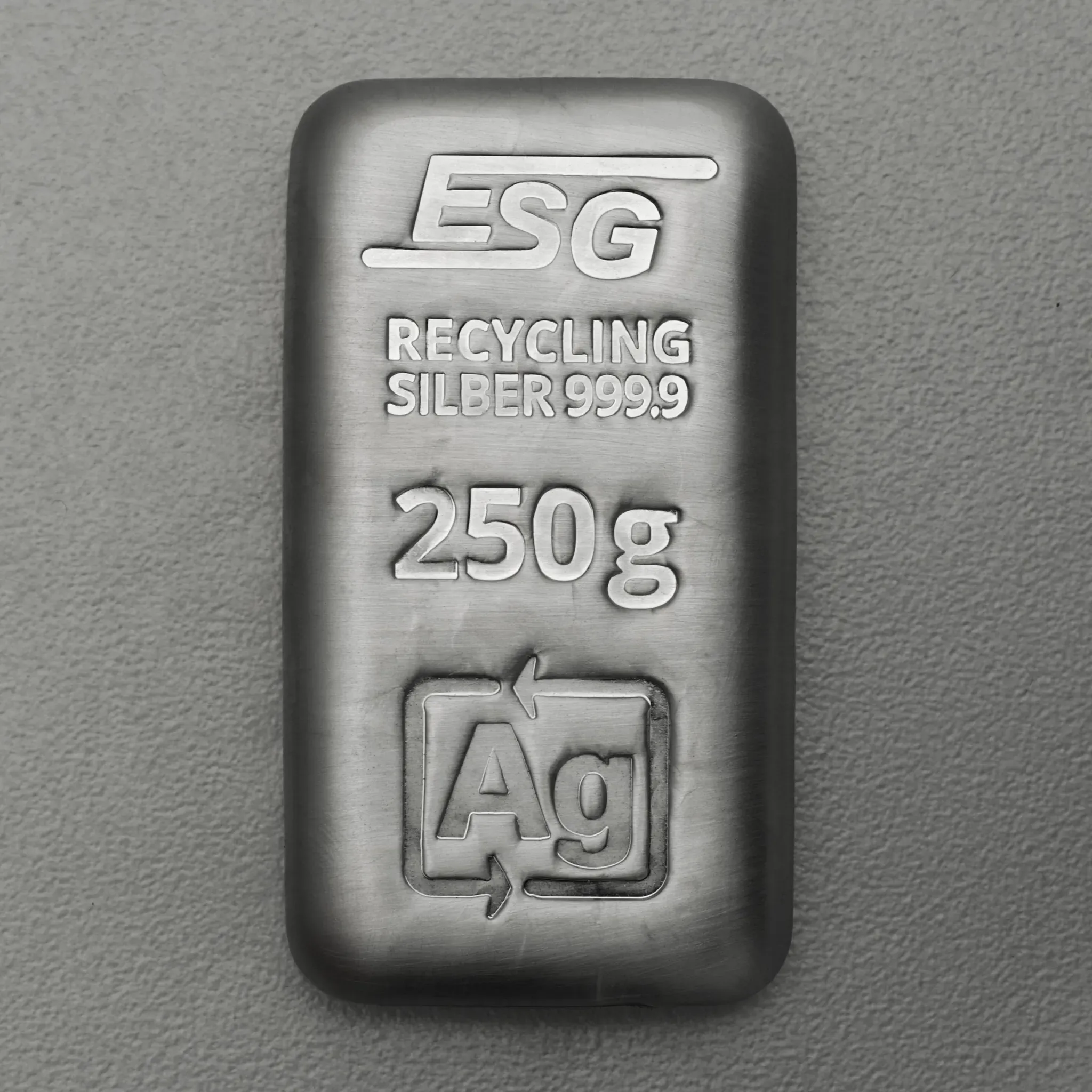 Silberbarren 250g ESG gegossen gravierbar Recyclingsilber