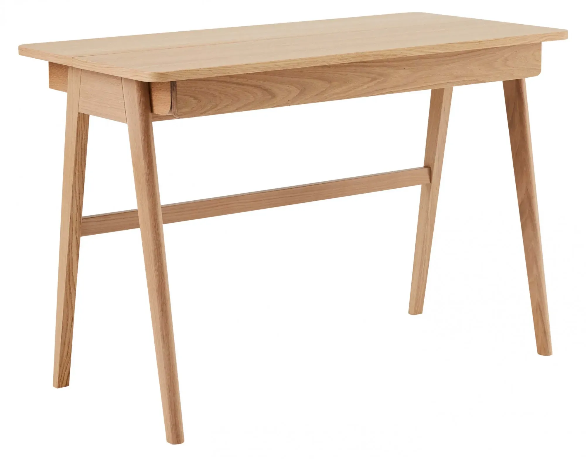 Schreibtisch HAMMEL FURNITURE "Findahl by Hammel Home Desk", beige (natur), B:110cm H:74cm T:55,5cm, Beine: Eiche massiv weiß pigmentiert. Material obere Platte: Weiß pigmentiertes, matt lackiertes Eichenfurnier., Tische, 110x55,5/72,5 cm, mit Stauraum und Beine aus Massivholz