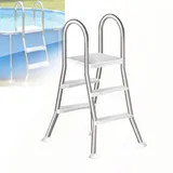 LHFJ 4 Stufige Poolleiter Edelstahl, Pooltreppe für Aufstellpool, Poolleiter 132 cm Poolhöhe, Pool Treppe, Poolstufen für Aufstellpools, Schwimmbadleiter Poolleitern 250 kg Tragkraft,33 in