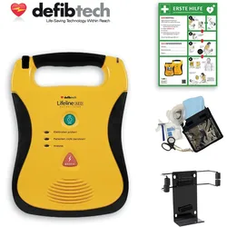 Defibtech –  Lifeline AED SG Defibrillator + Wandhalter, Safeset, Tasche & Hinweisschild Erste Hilfe