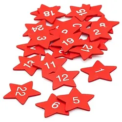 Adventskalender-Zahlen "Sterne" aus Holz, rot, 3,5 cm