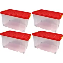 BigDean Eurobox 60 x 40 x 32,5 cm 4-tlg. rot/transparent
