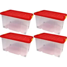BigDean Eurobox 60 x 40 x 32,5 cm 4-tlg. rot/transparent
