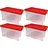 BigDean Eurobox 60 x 40 x 32,5 cm 4-tlg. rot/transparent