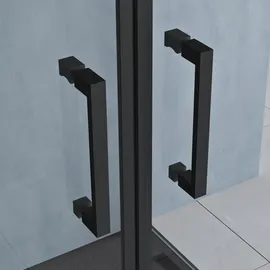 doporro Duschkabine U-Form mit Drehtür 90 x 75 cm schwarz Klarglas Duschwanne