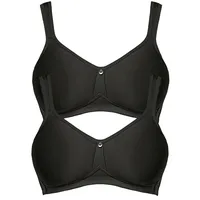 SUSA "2er Pack Spacer BH ohne Bügel Catania", Damen, Gr. 80, Cup B, schwarz (schwarz schwarz), Stoff, Obermaterial: 43% Polyamid PA. 39% Polyester PES. 18% Elasthan EL., BHs T-Shirt-BH