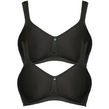 SUSA "2er Pack Spacer BH ohne Bügel Catania", Damen, Gr. 80, Cup B, schwarz (schwarz schwarz), Stoff, Obermaterial: 43% Polyamid PA. 39% Polyester PES. 18% Elasthan EL., BHs T-Shirt-BH