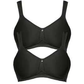 SUSA "2er Pack Spacer BH ohne Bügel Catania", Damen, Gr. 80, Cup B, schwarz (schwarz schwarz), Stoff, Obermaterial: 43% Polyamid PA. 39% Polyester PES. 18% Elasthan EL., BHs T-Shirt-BH