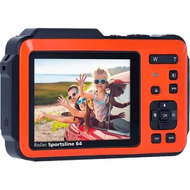 Rollei Sportsline 64 Selfie Unterwasserkamera Orange, k.A. opt. Zoom, 2.8 cm Rückseite, 2 Vorderseite