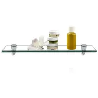 Glasregal Wandregal 50 x 10 x 0,8 cm, Klarglas Glasboden mit Halterungen, Badregal Ablage Hängeregal für Bad, Küche & Wohnzimmer