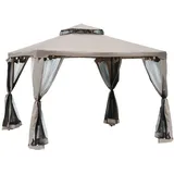 STILVORA Standard Gartenpavillon Metall/Polyester Grau 294x294x265 cm mit 4 Netzwänden