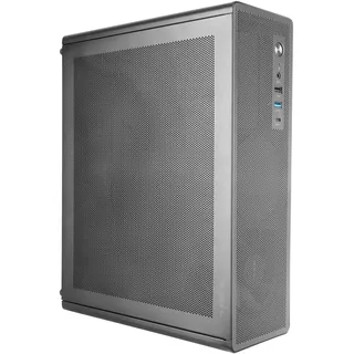 Tacens AEROSLIM500, PC-Gehäuse MicroATX, Staubschutz-Mesh-Panels, TFX-Netzteil 500W, Frontlüfter FDB 90mm, Slim-Minitower kompatibel mit MicroATX und Mini-ITX, USB-C und USB 3.0, Schwarz
