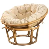 Dekoleidenschaft Papasan Rexalsessel aus Rattan, inkl. Kissen Korbsessel, Liegesessel - beige,