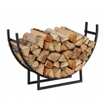 Relaxdays Kaminholzregal halbrund Metall 55 x 92 x 21 cm Schwarz