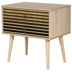 Dmora Nachttisch Dfiorill, Niedrige Kommode, Tisch, Multifunktionaler Nachttisch, 60x40h61 cm, Eiche