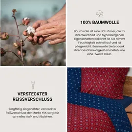 SCHIESSER Bettwäscheset Nahla - Feinbiber - 2-teilig - 155 x 220 cm - Rost-Dunkelblau