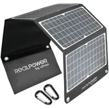 RealPower Solar Ladegerät 30W Faltbares Monokristalline Solarpanel mit USB Anschluss QC 3.0, ETFE wasserdicht, Leicht für Tablet Smartphone Power... - Schwarz/Weiß