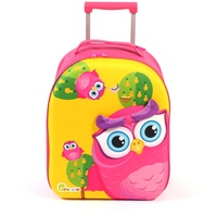 Bouncie Kinder-Trolley mit 3D-Eulen-Motiv, Kinderreisekoffer, Kindergepäck, pink