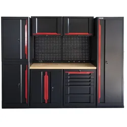 HBM professionelles, modulares Werkstattsystem der Extraklasse, 10-teilig, schwarz-rot