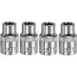 QUARKZMAN 3/8" x E10 Torx Bit Set, 4 Stück Torx Nuss Set Schrauber Sechskant Steckschlüsseleinsätze, Antrieb Tiefnuss Stern-Stecknuss für Auto Reparaturen Hauswartung DIY Handarbeit