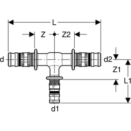 Geberit T-Stück mehrfarbig 75 x 26 x 75 mm