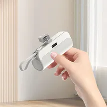 spacnana Tragbares Mini-Ladegerät, Integriertes Kabel für IOS-Schnittstelle Typ C, 2-in-1-Mini-USB-C-Powerbank für