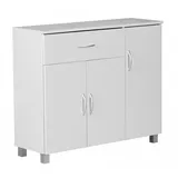 KADIMA DESIGN Sideboard-Kommode: Modernes Design, 3 Türen, eine Schublade, Aluminium-Griffe, Spanplatte/Kunststoff, 90x75x30 cm.