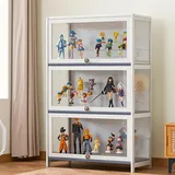 Hggdsac Vitrine mit AcryltüR, Antiker Sammlungsschrank, Großer Kapazität Klare Regal Vitrine, Holzvitrine, Versiegelt und staubdicht, Starke Tragfähigkeit, Einzelschicht, 80cm×33cm×106cm-Weiß