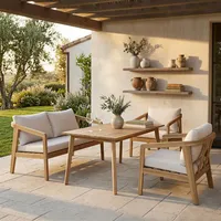 Idimex YAPA Loungeset aus massivem Akazienholz 4-tlg. Natur/Beige