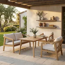 Idimex YAPA Loungeset aus massivem Akazienholz 4-tlg. Natur/Beige
