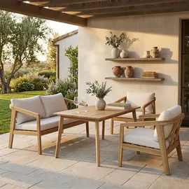 Idimex YAPA Loungeset aus massivem Akazienholz 4-tlg. Natur/Beige
