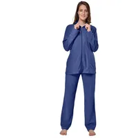 RAIKOU Hausanzug Eleganter einfarbiger Damen Hausanzug / samtig-weiche Freizeitanzug mit Reißverschluss blau 48/50