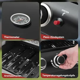 Royal Gourmet Gasgrill 3+1 Brenner schwarz