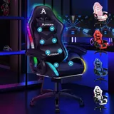 luxuskollektion Alfordson Gaming Stuhl mit 8-Punkt Massage RGB LED Schwarz