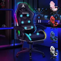luxuskollektion Alfordson Gaming Stuhl mit 8-Punkt Massage RGB LED Schwarz