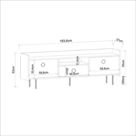 moebel17 Tv-Lowboard, Büsra Walnuss Grau 3 türig 9192