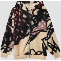 s.Oliver Kuschelige Oversize-Jacke aus Teddy-Plüsch mit Graffiti-Print - beige - 134/140
