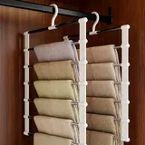 Saituo Home 2 Stück Hosenbügel, Hosenbügel Platzsparend 6 Etagen, Mehrstöckiger Kleiderbügel, Kleiderbügel Platzsparend aus Edelstahl, Hosenhalter für Kleiderschrank, Schals, Handtücher