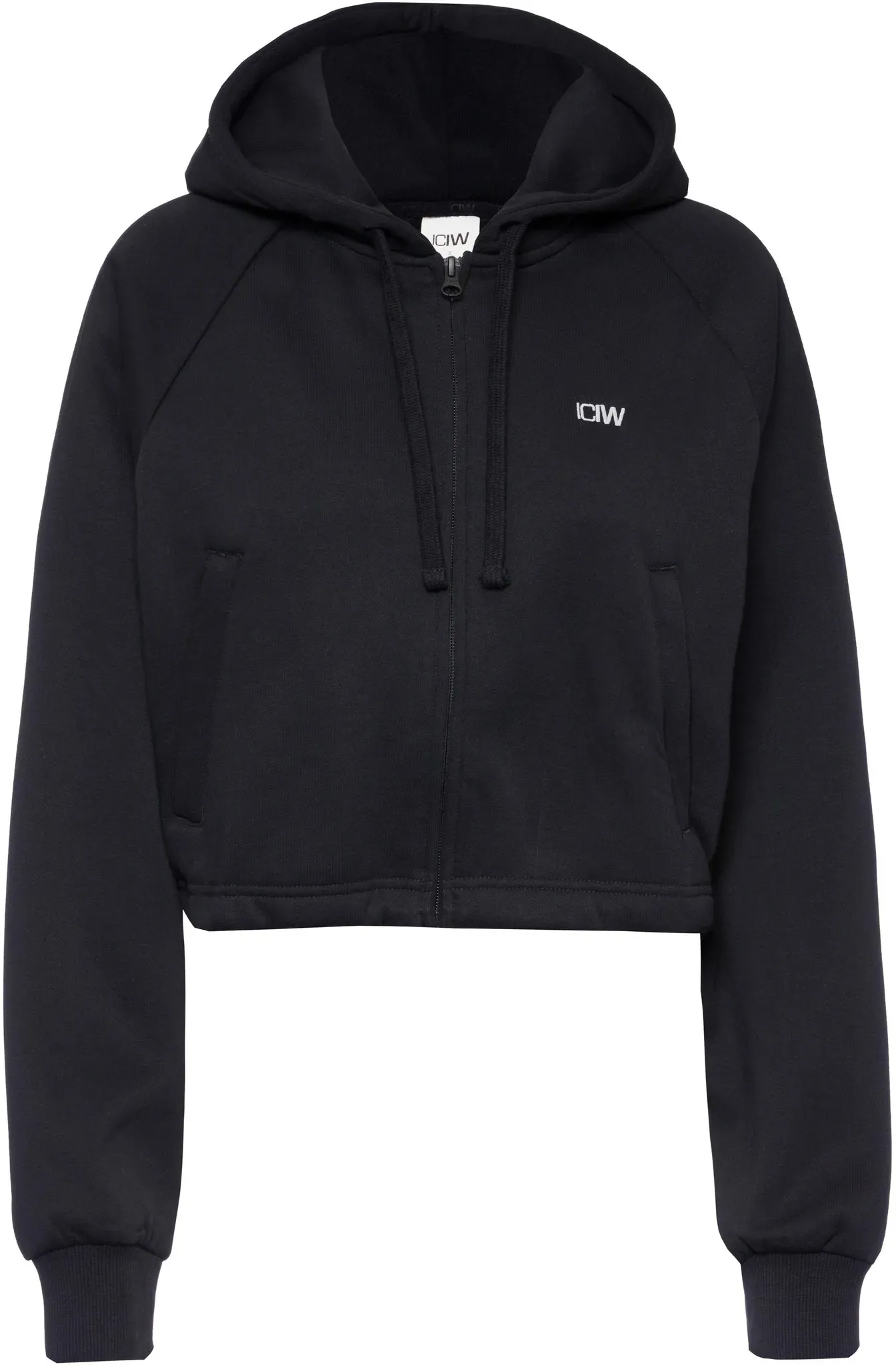 ICANIWILL Everyday Cropped Sweatjacke Damen in black, Größe S - schwarz