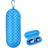 DIELOVEHUA Schwimmbrille Etui, Hardcase mit Karabiner und Ablaufloch, Unisex, Hellblau